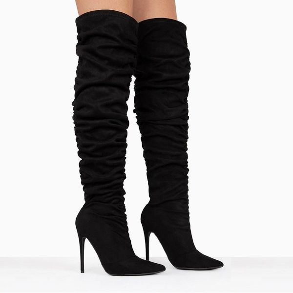 boots autumn winter women thigh high pleated heels ladies shoes black pointed toe stiletto over the knee long
boots autumn winter women thigh high pleated heels ladies shoes black pointed toe stiletto over the knee long