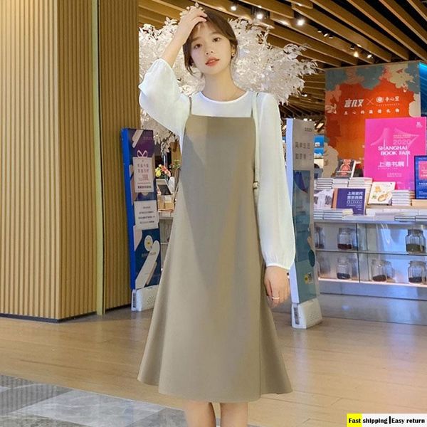 women's tracksuits 2021 autumn suit japanese blue shirt + suspender dress two-piece women office lady drop puff sleeve, Gray
women's tracksuits 2021 autumn suit japanese blue shirt + suspender dress two-piece women office lady drop puff sleeve, Gray