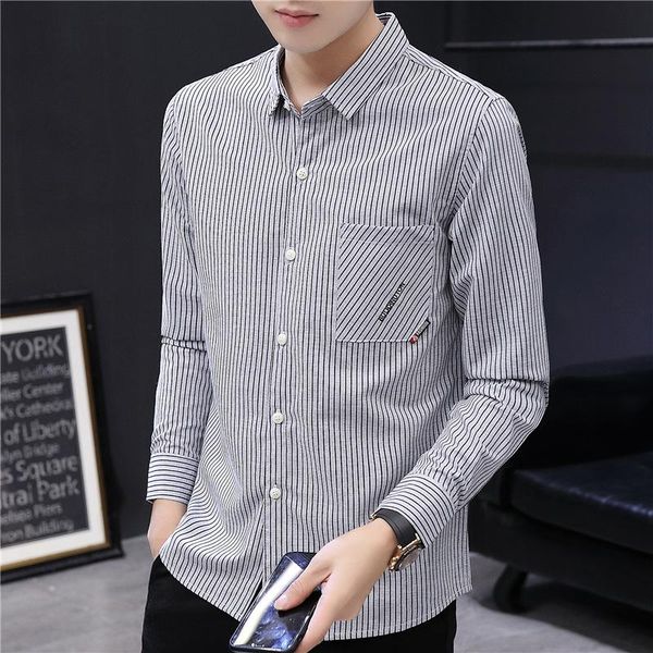 men's casual shirts mens all-match long sleeved lapel button shirt classic striped personality daily korean version slim fit, White;black
men's casual shirts mens all-match long sleeved lapel button shirt classic striped personality daily korean version slim fit, White;black