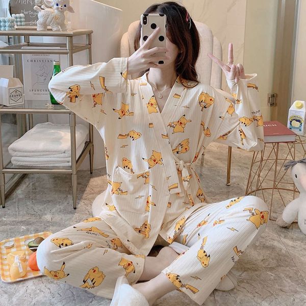 bathrobe kimono pajamas summer lovely japanese style long sleeve household sweat steaming clothes women's thin two piece suit
bathrobe kimono pajamas summer lovely japanese style long sleeve household sweat steaming clothes women's thin two piece suit