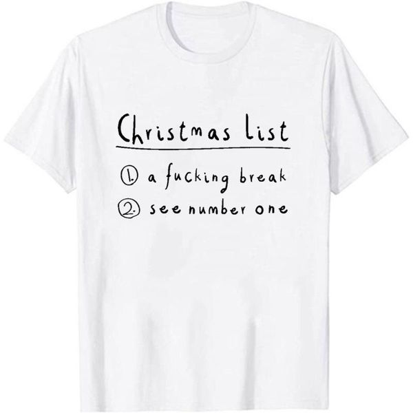 women's t-shirt christmas list: a fucking break, see number 1 t shirt funny holiday santa graphic tee merry short sleeves top, White
women's t-shirt christmas list: a fucking break, see number 1 t shirt funny holiday santa graphic tee merry short sleeves top, White