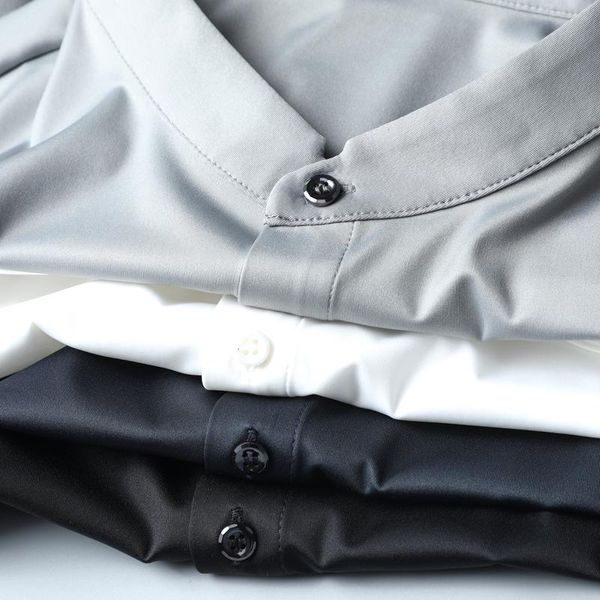 men's casual shirts jsbd chinese style business gentle standing collar shirt silkslip elassed-summer men short sleeve, White;black
men's casual shirts jsbd chinese style business gentle standing collar shirt silkslip elassed-summer men short sleeve, White;black