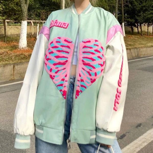 women's jackets cartoon anime heart bone print casual women coats fashion simple elegant spring stand collar y2k vintage jacket basebal, Black;brown
women's jackets cartoon anime heart bone print casual women coats fashion simple elegant spring stand collar y2k vintage jacket basebal, Black;brown