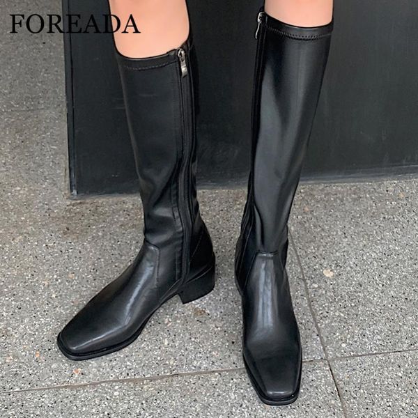 boots foreada knee high zipper heel long women block shoes square toe ladies footwear autumn winter black brown
boots foreada knee high zipper heel long women block shoes square toe ladies footwear autumn winter black brown