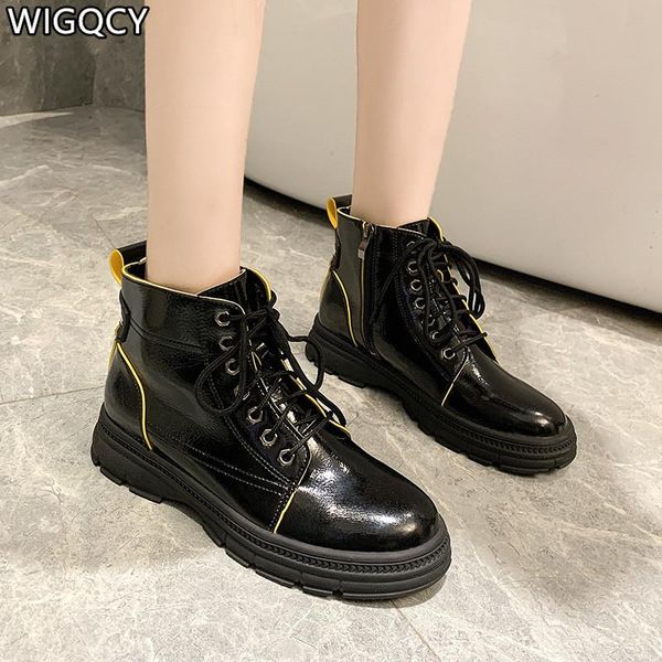 boots 2021 autumn winter women's fashion thick bottom short black women heightened patent leather d1335
boots 2021 autumn winter women's fashion thick bottom short black women heightened patent leather d1335