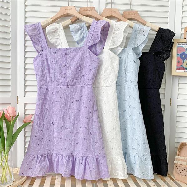 summer temperament wild embroidery hollow women dress ruffled sling high waist short female, Black;gray
summer temperament wild embroidery hollow women dress ruffled sling high waist short female, Black;gray