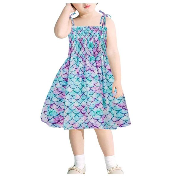girl's dresses fish scalefloral print girls dress toddler baby kids sleeveless strap summer beach casual clothes children, Red;yellow
girl's dresses fish scalefloral print girls dress toddler baby kids sleeveless strap summer beach casual clothes children, Red;yellow