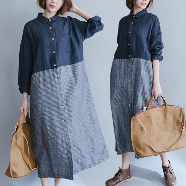 casual dresses big size 4xl spring autumn women fashion elegant color block lady female plus large long cotton linen blouse dress, Black;gray
casual dresses big size 4xl spring autumn women fashion elegant color block lady female plus large long cotton linen blouse dress, Black;gray