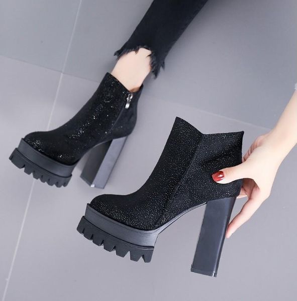 boots thick high-heeled platform 2021 short t stage performance increased single shoes women's 12cm, Black
boots thick high-heeled platform 2021 short t stage performance increased single shoes women's 12cm, Black