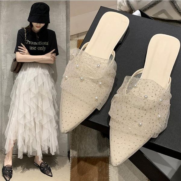 slippers women sandals slides casual pointed toe shoes slingbacks ladies slip on net yarn square heels shallow female fashion, Black
slippers women sandals slides casual pointed toe shoes slingbacks ladies slip on net yarn square heels shallow female fashion, Black