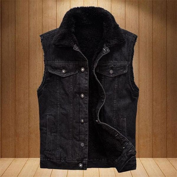 men's vests 2021 selling thick jeans vest men sleeveless black denim jacket male fleece cowboy waistcoat streetwear winter warm top, Black;white
men's vests 2021 selling thick jeans vest men sleeveless black denim jacket male fleece cowboy waistcoat streetwear winter warm top, Black;white