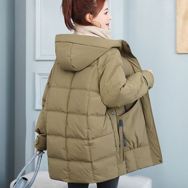 winter down jacket women's medium length thickened new korean relaxed and casual ins port style, Black 
winter down jacket women's medium length thickened new korean relaxed and casual ins port style, Black