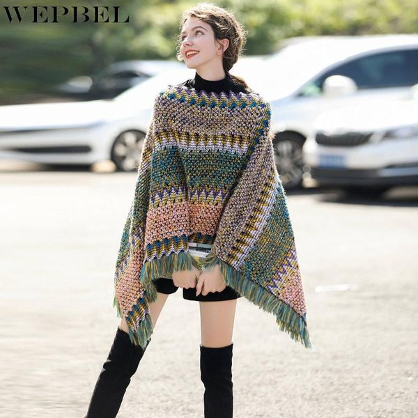 women's sweaters wepbel fashion multicolor sweater autumn loose tassel stitching v-neck knitted shawl cape, White;black
women's sweaters wepbel fashion multicolor sweater autumn loose tassel stitching v-neck knitted shawl cape, White;black