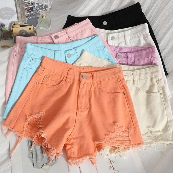 women's shorts summer denim female with ripped holes edges casual straight-leg temperament wide-leg trend, White;black
women's shorts summer denim female with ripped holes edges casual straight-leg temperament wide-leg trend, White;black