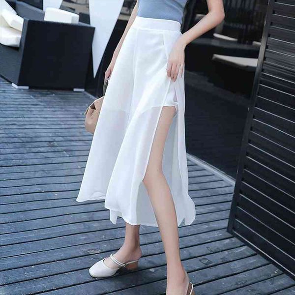 side split wide leg shorts womens skirt summer sweet slim chiffon capris skirts female korean style tulle pants, Black
side split wide leg shorts womens skirt summer sweet slim chiffon capris skirts female korean style tulle pants, Black