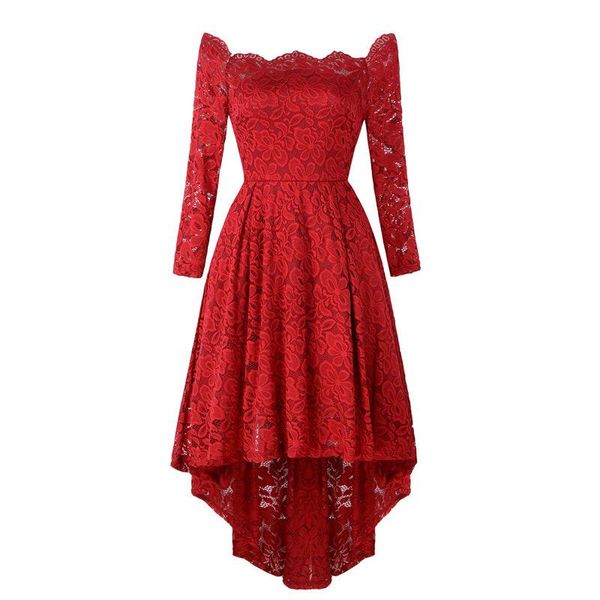 casual dresses women vintage off shoulder slash neck high low evening party dress quality floral lace, Black;gray
casual dresses women vintage off shoulder slash neck high low evening party dress quality floral lace, Black;gray