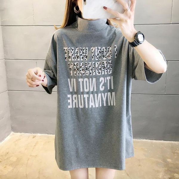 women's t-shirt women fashion turtleneck t shirt leopard letters print summer short sleeve 2021 tee femme, White
women's t-shirt women fashion turtleneck t shirt leopard letters print summer short sleeve 2021 tee femme, White