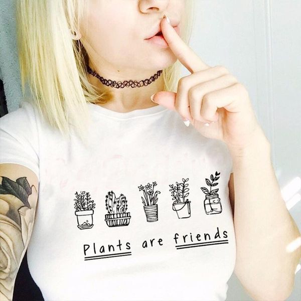 women's t-shirt plants are friends save the plant short sleeve women t-shirts causal tunblr fashion o-neck tshirt drop tees, White
women's t-shirt plants are friends save the plant short sleeve women t-shirts causal tunblr fashion o-neck tshirt drop tees, White