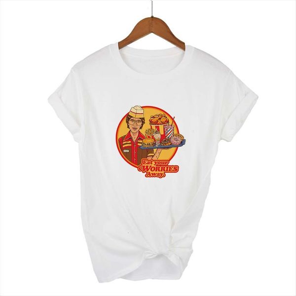 black humor round collar tee womens t shirts harajuku spring summer korean style painted design loose, White
black humor round collar tee womens t shirts harajuku spring summer korean style painted design loose, White