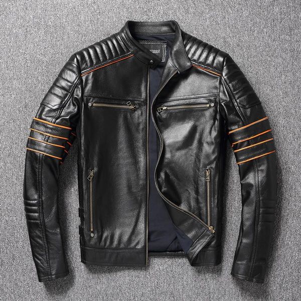 men's leather & faux 2022 skull embroidery first layer cowhide jacket motorcycle slim oversize coat, Black
men's leather & faux 2022 skull embroidery first layer cowhide jacket motorcycle slim oversize coat, Black