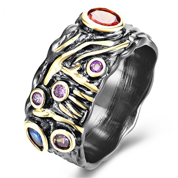 cool 2 tone black/gold ring with multiple zircon stones, hip hop rock wide band finger rings jewelry, Golden;silver
cool 2 tone black/gold ring with multiple zircon stones, hip hop rock wide band finger rings jewelry, Golden;silver