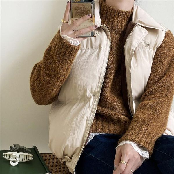 women's vests 2021 winter cotton-padded jacket korean style short casual warm standing collar waistcoat vest female for fashion, Black;white
women's vests 2021 winter cotton-padded jacket korean style short casual warm standing collar waistcoat vest female for fashion, Black;white