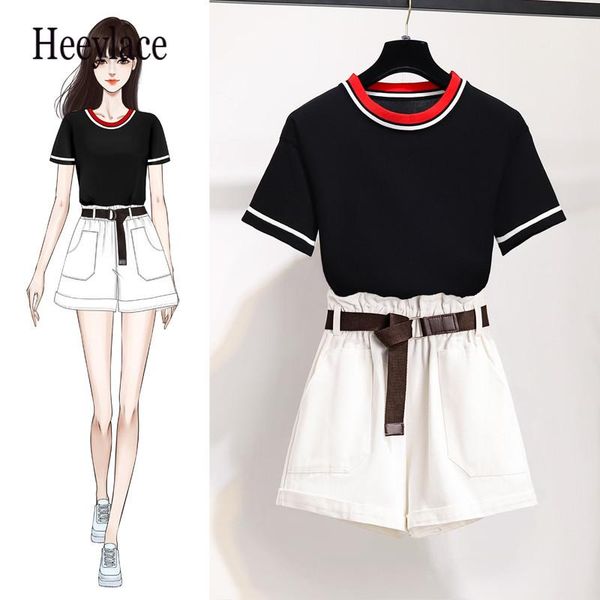 women's tracksuits summer woman 2 pieces shorts sets sweet korean striped patchwork knitting and women clothing outfits, Gray
women's tracksuits summer woman 2 pieces shorts sets sweet korean striped patchwork knitting and women clothing outfits, Gray