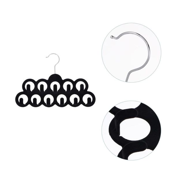hangers & racks 4pcs 11 hooks belt non-slip tie scarf storage holders (black)