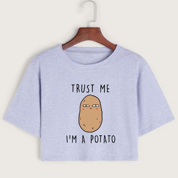 women's t-shirt trust me i' a potato women crop shirt cropped tee summer short sleeve cotton girls graphic t-shirts, White
women's t-shirt trust me i' a potato women crop shirt cropped tee summer short sleeve cotton girls graphic t-shirts, White