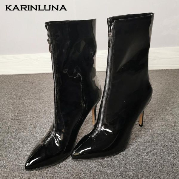 boots karin dropship 2021 brand shoes women patent pointed toe thin high heels solid ankle zip party, Black
boots karin dropship 2021 brand shoes women patent pointed toe thin high heels solid ankle zip party, Black