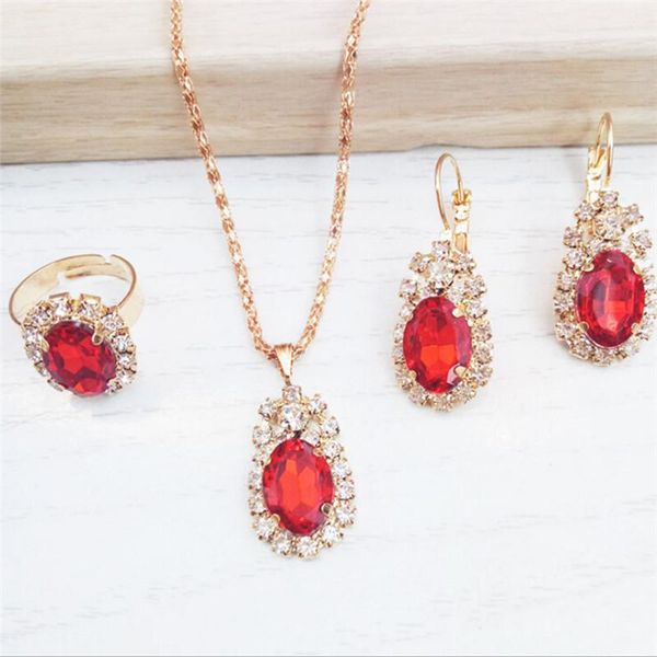 earrings & necklace 1 set fashion crystal stone ring blue red white drop pendant wedding jewelry sets for brides gift, Silver
earrings & necklace 1 set fashion crystal stone ring blue red white drop pendant wedding jewelry sets for brides gift, Silver