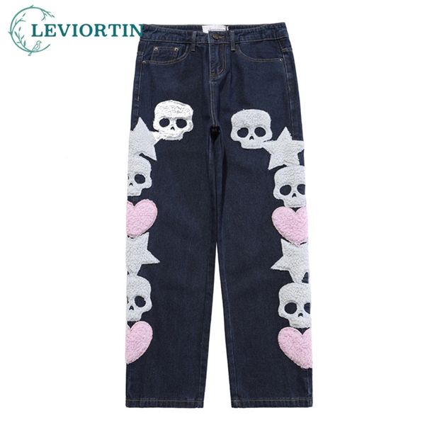fashion men's dark skeleton embroidered jeans high street brand loose straight pants trend casual wide leg pants for men 220217, Blue
fashion men's dark skeleton embroidered jeans high street brand loose straight pants trend casual wide leg pants for men 220217, Blue