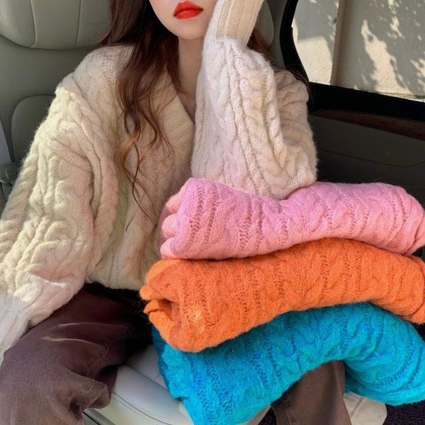 women's sweaters coarse twist sweater retro japanese style knit women fall/winter loose outer wear gentle wind thick pullover coat, White;black
women's sweaters coarse twist sweater retro japanese style knit women fall/winter loose outer wear gentle wind thick pullover coat, White;black