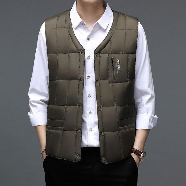 men's vests 2021 short autumn and winter down vest thick warm v-neck, Black;white
men's vests 2021 short autumn and winter down vest thick warm v-neck, Black;white