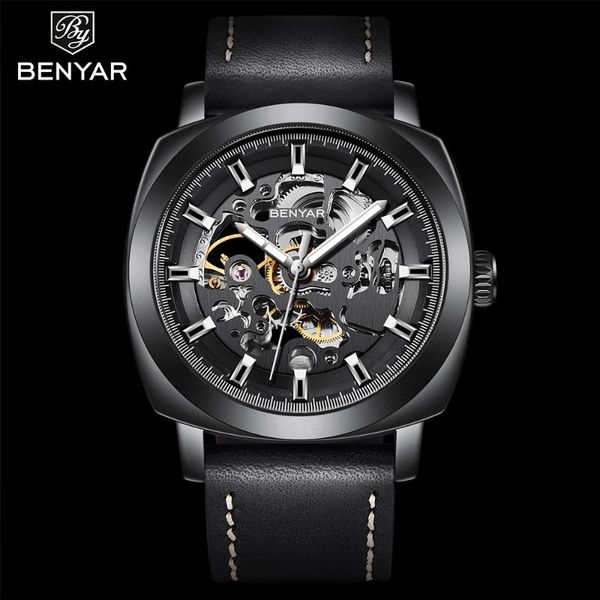 wristwatches benyar montre homme mechanical watches leather fashion automatic watch men 30m waterproof 45mm hollow out for, Slivery;brown
wristwatches benyar montre homme mechanical watches leather fashion automatic watch men 30m waterproof 45mm hollow out for, Slivery;brown