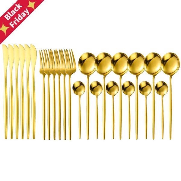 24pcs gold dinnerware set 18/10 stainless steel cutlery tableware dinner knife fork spoon flatware dishwasher safe sets
24pcs gold dinnerware set 18/10 stainless steel cutlery tableware dinner knife fork spoon flatware dishwasher safe sets