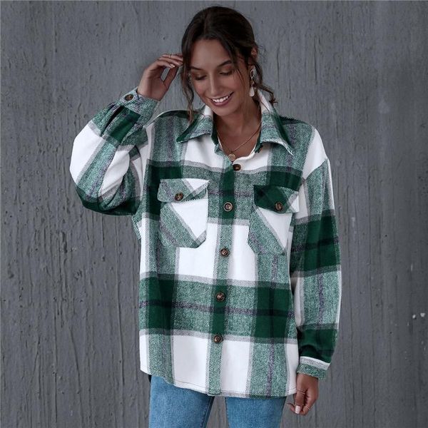 women's jackets green long-sleeved plaid coat large pocket lapel loose jacket casual oversized long party wear couple clothing, Black;brown
women's jackets green long-sleeved plaid coat large pocket lapel loose jacket casual oversized long party wear couple clothing, Black;brown