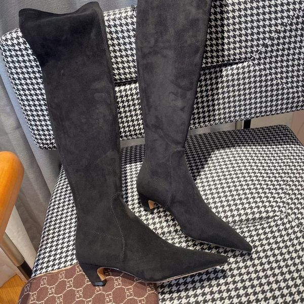 boots shoes women winter over the knee kid suede med heels pointed toe solid sewing zapatos de mujer, Black
boots shoes women winter over the knee kid suede med heels pointed toe solid sewing zapatos de mujer, Black