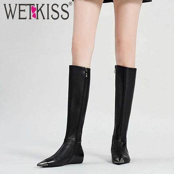 wetkiss knee high boots woman metal pointed toe shoes zipper wedges boots height increasing autumn winter boot women big 210630, Black
wetkiss knee high boots woman metal pointed toe shoes zipper wedges boots height increasing autumn winter boot women big 210630, Black
