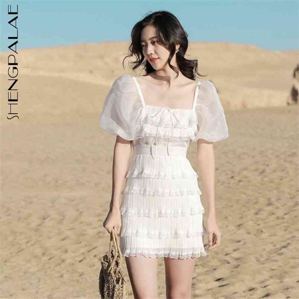 shengpllae temperament mesh lace dress women's summer square collor bandage backless short puff sleeve mini dresses 210427, White
shengpllae temperament mesh lace dress women's summer square collor bandage backless short puff sleeve mini dresses 210427, White