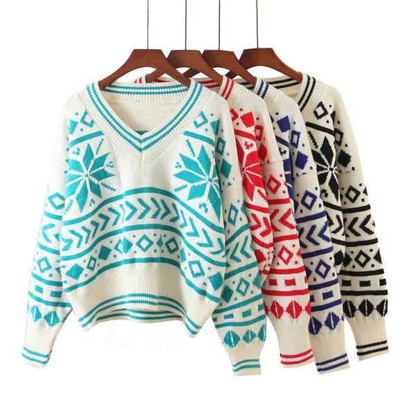 snowflake rhombus v neck casual women knitted sweater 2021 spring autumn long sleeve pullover ladies women's sweaters, White;black
snowflake rhombus v neck casual women knitted sweater 2021 spring autumn long sleeve pullover ladies women's sweaters, White;black