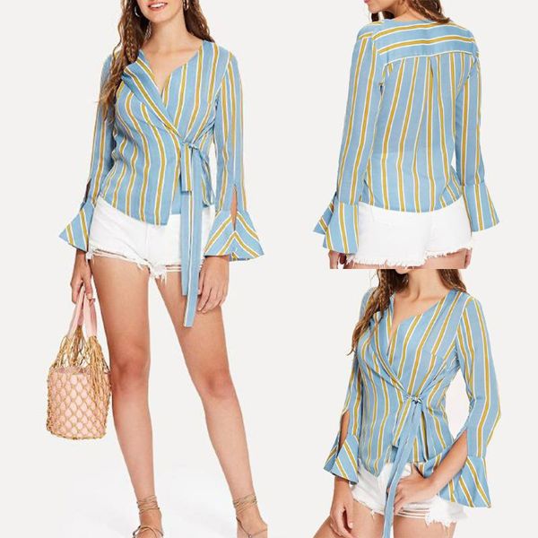 blouse women striped v-neck flare sleeve chiffon shirts female loose blusas casual ladies office blouses women's &, White
blouse women striped v-neck flare sleeve chiffon shirts female loose blusas casual ladies office blouses women's &, White