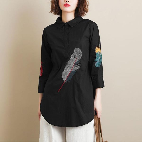 women's blouses & shirts 100% cotton plus size feather embroidery white long blouse women 3/4 sleeve art loose ladies office work butt
women's blouses & shirts 100% cotton plus size feather embroidery white long blouse women 3/4 sleeve art loose ladies office work butt
