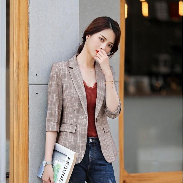 women's suits & blazers formal ladies work wear and jackets coat half sleeve 2021 spring summer blazer outwear novelty plaid uniform s, White;black
women's suits & blazers formal ladies work wear and jackets coat half sleeve 2021 spring summer blazer outwear novelty plaid uniform s, White;black