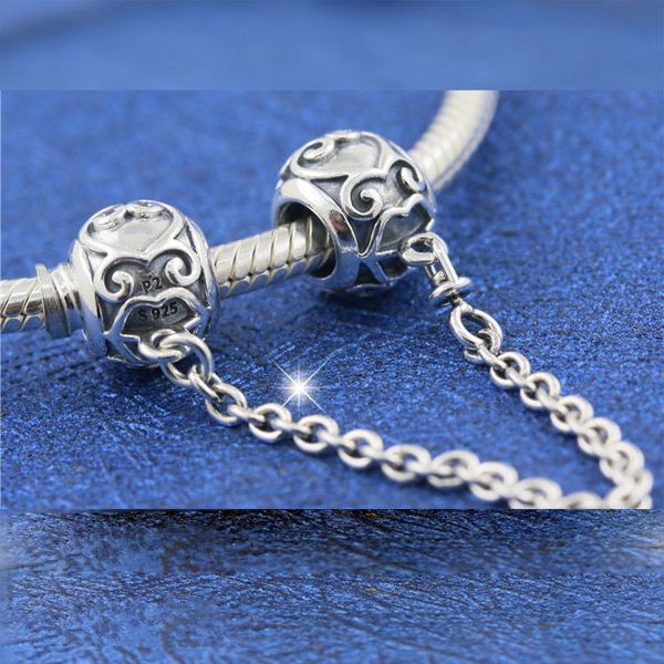 925 sterling silver enchanted heart safety chain charm bead for european pandora style jewelry charm bracelets & necklaces, Black
925 sterling silver enchanted heart safety chain charm bead for european pandora style jewelry charm bracelets & necklaces, Black