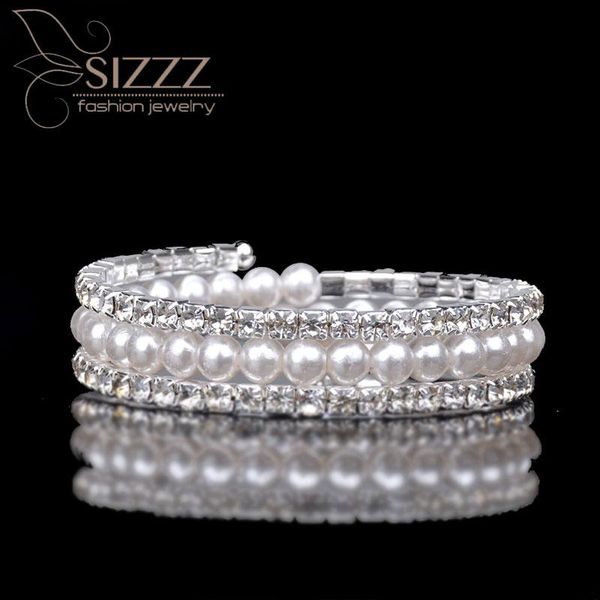 charm bracelets 2021 products korean style open multilayer pearl rhinestone bracelet&bangles for women, Golden;silver
charm bracelets 2021 products korean style open multilayer pearl rhinestone bracelet&bangles for women, Golden;silver