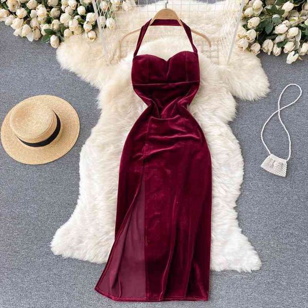 black red halter womens dresses velvet bodycon elegant strapless sleeveless high waist split party robe female vestidos autumn, Black;gray
black red halter womens dresses velvet bodycon elegant strapless sleeveless high waist split party robe female vestidos autumn, Black;gray
