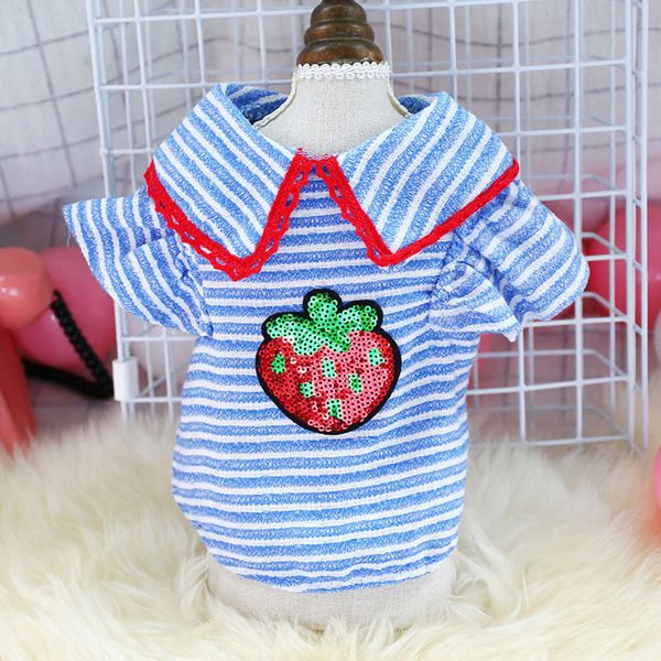 the dog clothes pet clothes teddy spring summer striped baby shirt pomebi bear miniature dog puppy strawberry thin lapel dress
the dog clothes pet clothes teddy spring summer striped baby shirt pomebi bear miniature dog puppy strawberry thin lapel dress