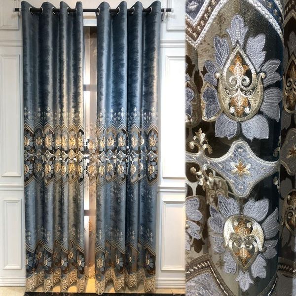 high grade living room bedroom bay window balcony european curtain grey blue villa embroidered screen & drapes
high grade living room bedroom bay window balcony european curtain grey blue villa embroidered screen & drapes