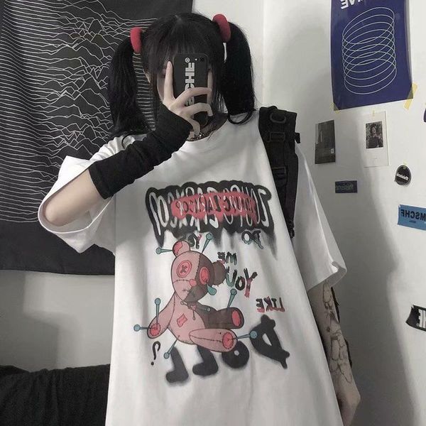 summer korean simple women t shirt harajuku gothic bear short street oversized tee, White
summer korean simple women t shirt harajuku gothic bear short street oversized tee, White
